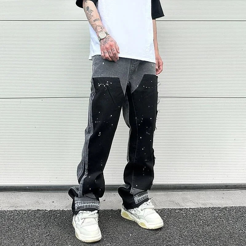 Tycoon Kartel splash-ink micro-flared jeans