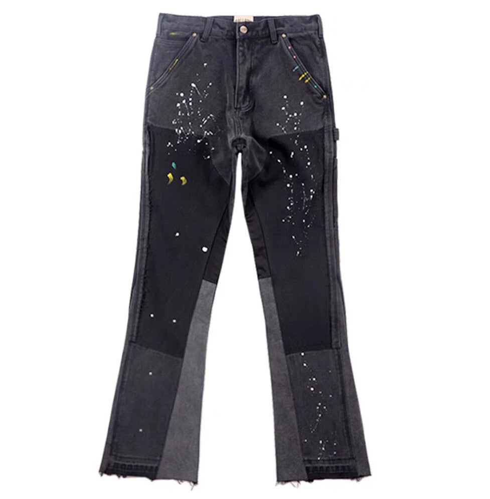 Tycoon Kartel splash-ink micro-flared jeans