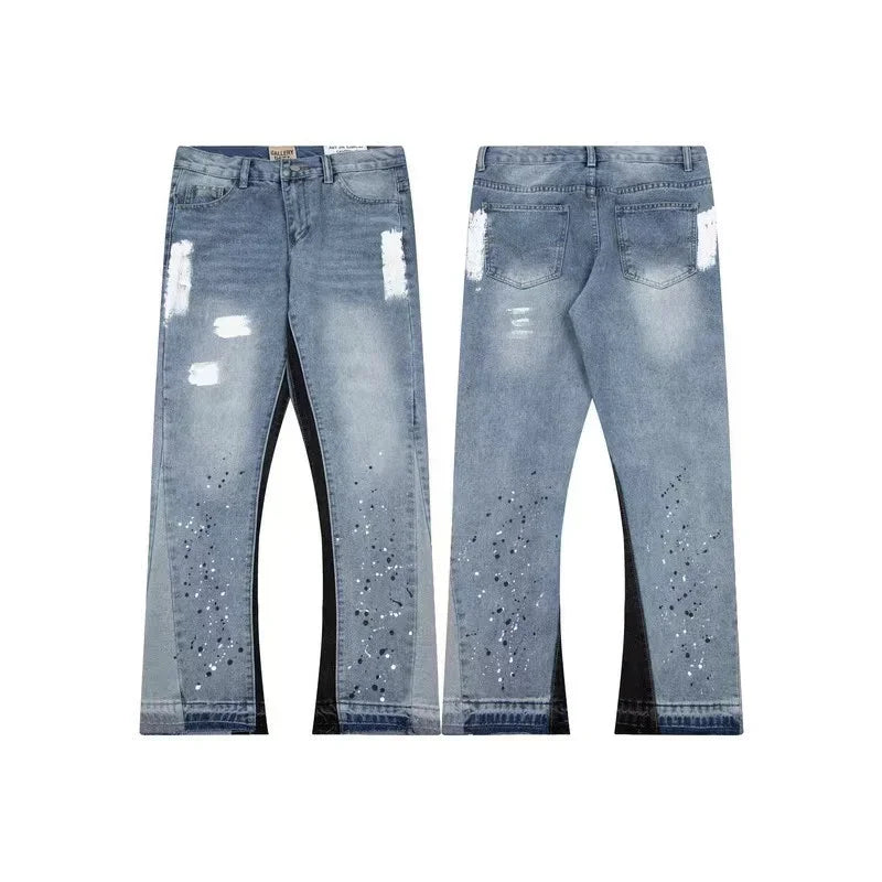 Tycoon Kartel splash-ink micro-flared jeans