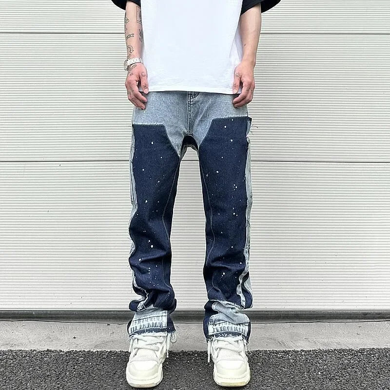 Tycoon Kartel splash-ink micro-flared jeans